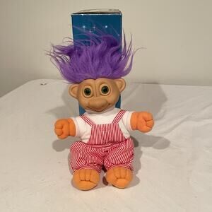 Vintage Soma Light Up Eyes 10 Inch Troll Doll Purple Hair Tested Works In Box